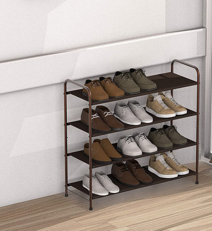 Tidy Up in Style – 4-Tier Metal Shoe Rack & Storage Organizer with Side Pockets for Entryway, Bedroom & Wardrobe