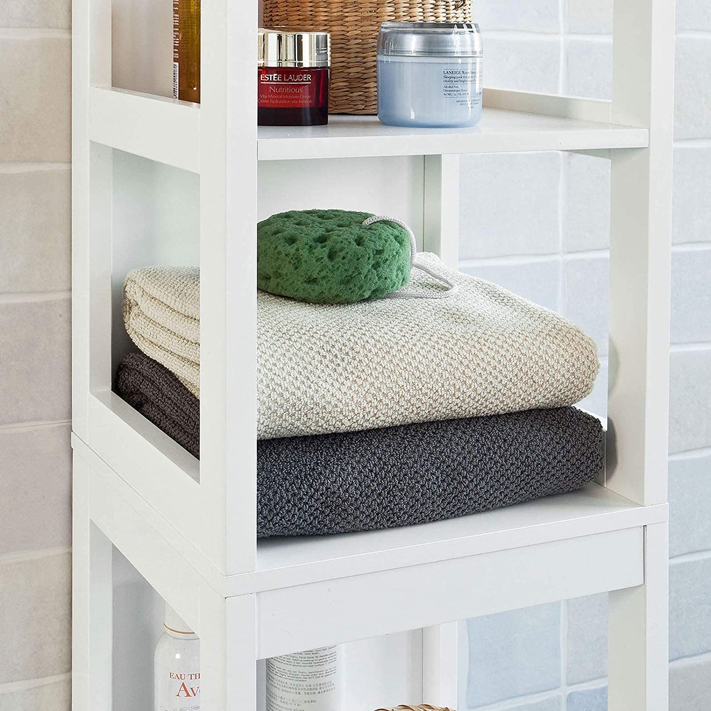 Modern Tall Cabinet with 4 Shelves & 2 Drawers – Space-Saving Organiser