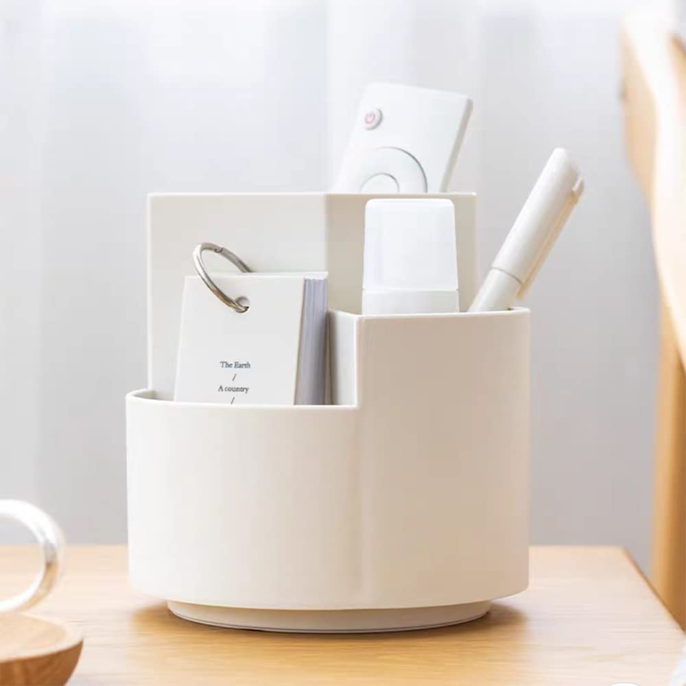 360° Rotating Desk Organiser – Multi-Layer Pen & Stationery Holder (White)