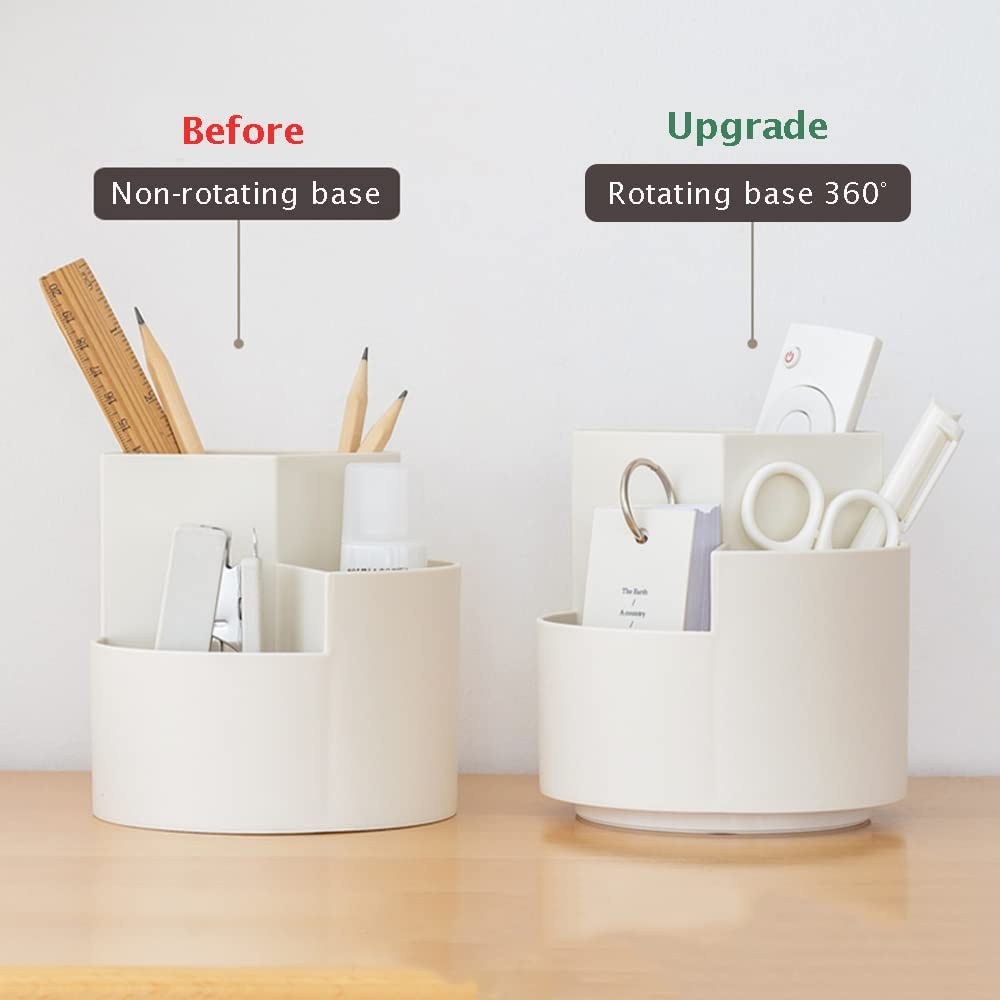 360° Rotating Desk Organiser – Multi-Layer Pen & Stationery Holder (White)
