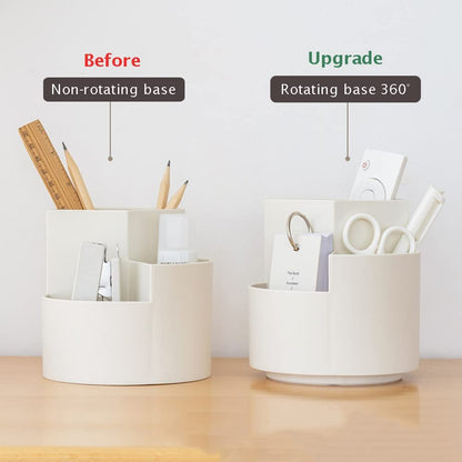360° Rotating Desk Organiser – Multi-Layer Pen & Stationery Holder (White)