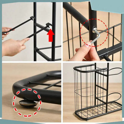Close up of anti-rust metal frame with arc polished edges on ball organizer