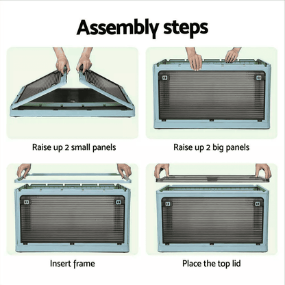 Blue 28L Rolling Storage Box – Foldable, Stackable & See-Through