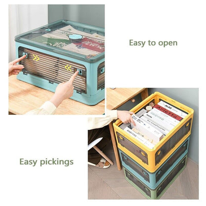 Blue 28L Rolling Storage Box – Foldable, Stackable & See-Through