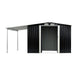 2.57 x 2.05m Steel Garden Shed – Dual Zone Outdoor Storage (Matte Black)