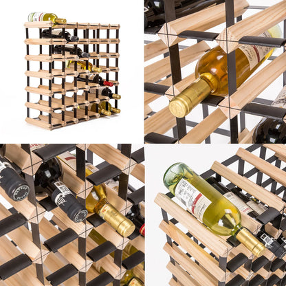 Pine wood wine rack in modern Australian dining room showing elegant wine collection display furniture quality