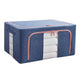 24L Foldable Linen Storage Box with Metal Frame – Durable Closet Organiser in Blue