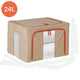 24L Linen Storage Boxes with Metal Frame - Foldable Closet Organizer Bins Cream