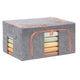 24L Foldable Clothes Storage Box – Metal Frame Wardrobe Organizer Bin (Grey Linen)