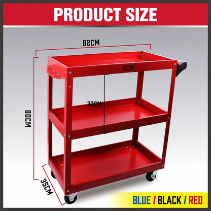 Heavy Duty Tool Cart 150kg | 3-Tier Rolling Workshop Trolley
