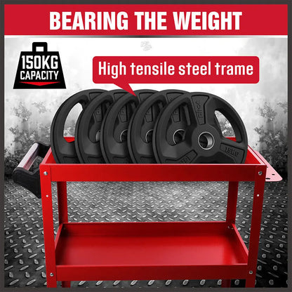 Heavy Duty Tool Cart 150kg | 3-Tier Rolling Workshop Trolley