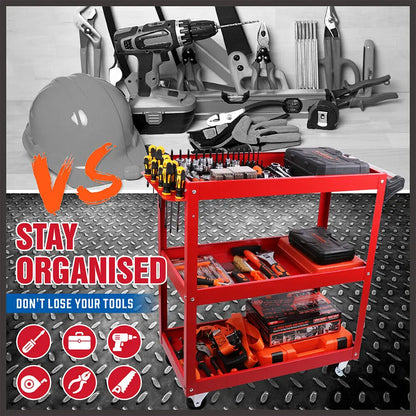 Heavy Duty Tool Cart 150kg | 3-Tier Rolling Workshop Trolley