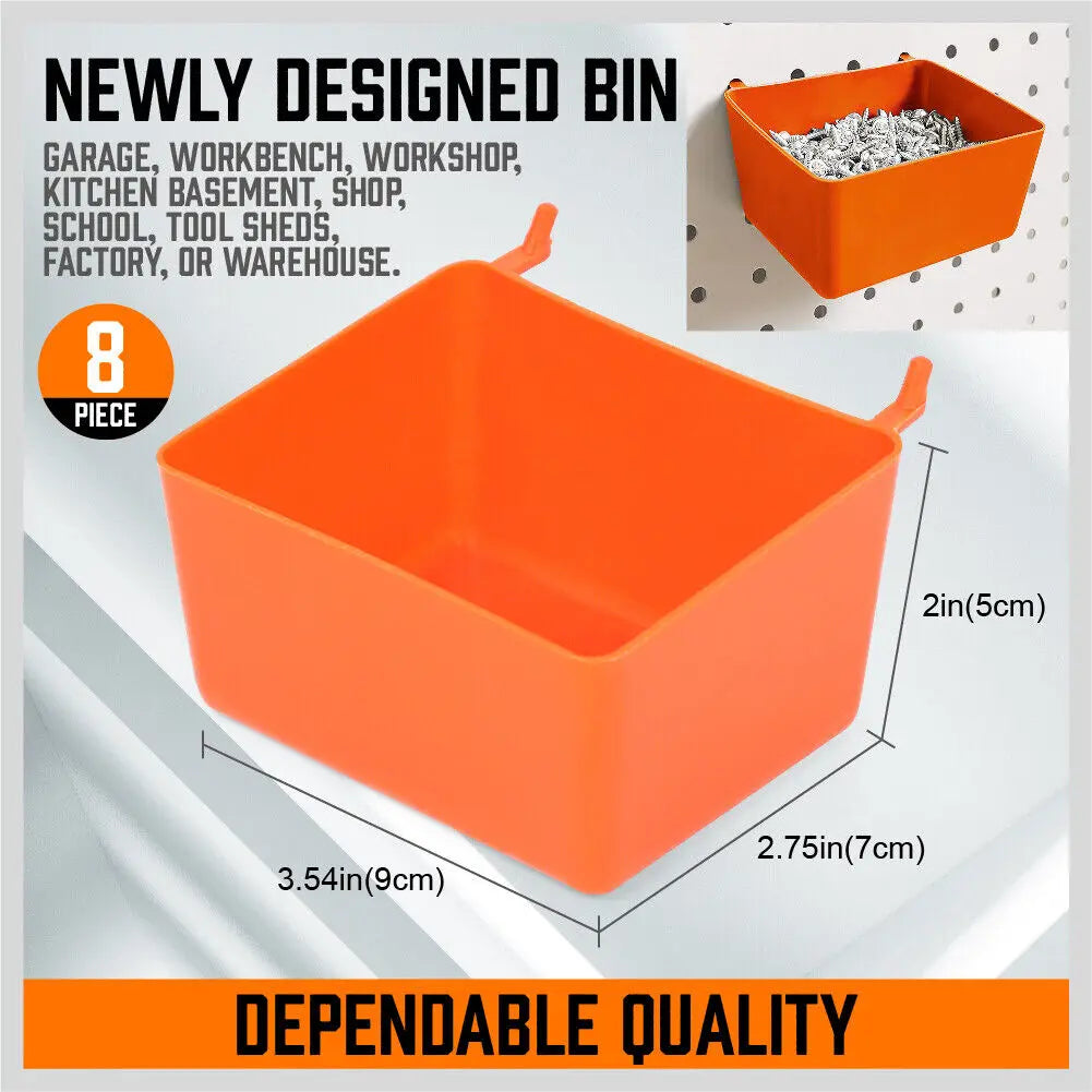 Pegboard Hooks Set 142 Piece | Garage Workshop Tool Organiser Kit with Bins