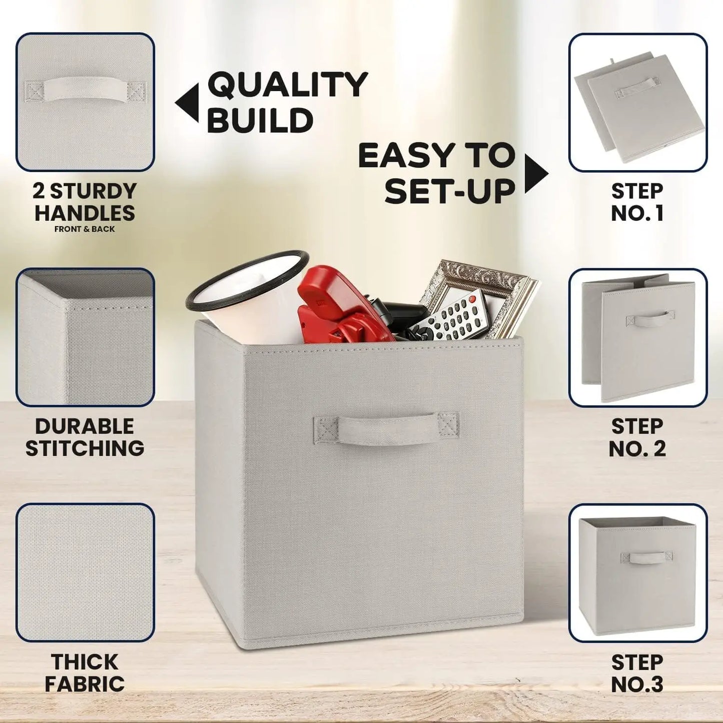 SORTI Fabric Storage Cubes 8-Pack Dark Blue - Foldable Organizers Australia