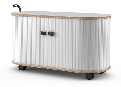 UFOU Mobile Roller Shutter Cabinet – Stylish Storage with Adjustable Shelves & Lockable Wheels