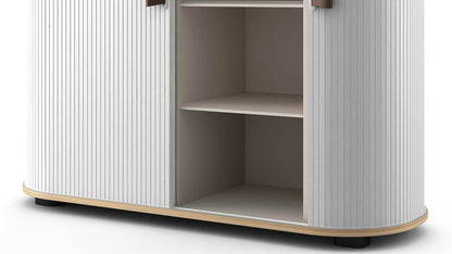 UFOU Mobile Roller Shutter Cabinet – Stylish Storage with Adjustable Shelves & Lockable Wheels