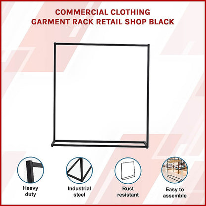 Commercial Clothing Rack – Heavy Duty Black Garment Stand for Retail or Market Stalls