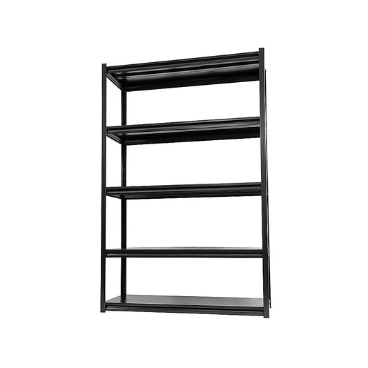 Heavy duty 5-tier metal garage shelving unit 250kg matte black steel storage rack 183cm