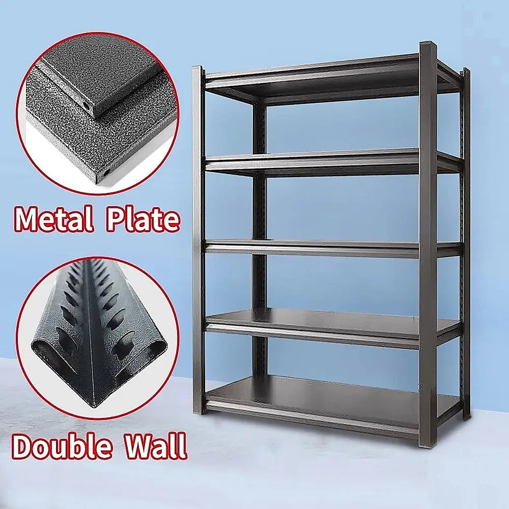 Heavy Duty 5-Tier Metal Garage Shelving Unit - 250kg Steel Storage Rack for Garage, Workshop & Shed