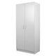 NNECN 2-Door Freestanding Wardrobe with Hanging Rail & Storage Shelf – White MDF Closet