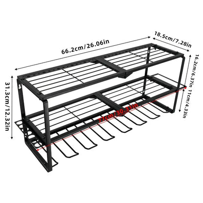 Heavy Duty Wall Mounted Power Tool Organizer with 7 Drill Holders - Garage & Workshop Storage Rack