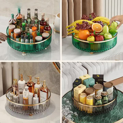 Transparent Luxe Rotating Organizer – 360° Spice Rack & Condiment Caddy for Kitchen, Pantry & Living Room