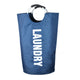 Large Blue Laundry Hamper – Double Oxford Fabric with Aluminum Handles (Round Storage Basket)