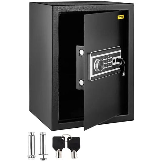 Home safe fingerprint digital keypad Q235 steel 35x30x47cm black wall floor mount 59 litre
