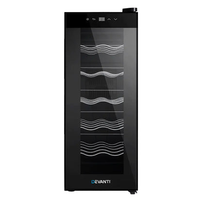 Devanti 12 Bottle Wine Fridge - Thermoelectric Silent Wine Cooler with LED Display