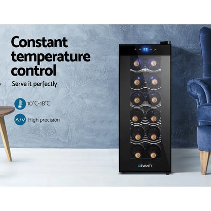 Digital touch control panel on wine fridge showing temperature display and child lock feature