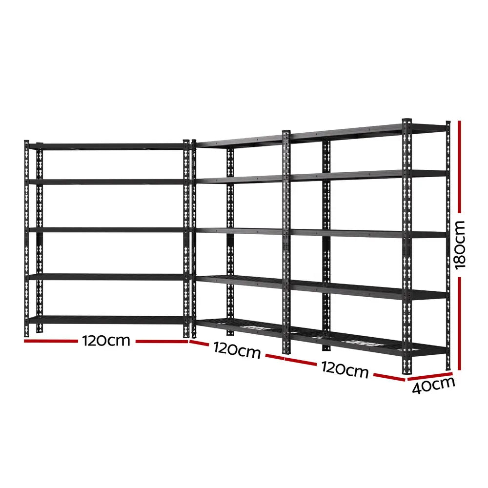 Giantz 5-Tier Steel Garage Shelving - Pack of 3 Racks, 750kg Capacity Each, Boltless Workshop Storage
