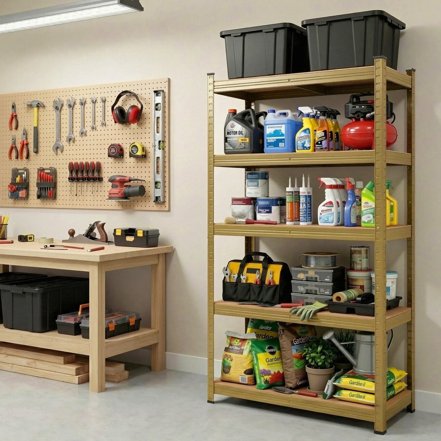 Heavy duty Giantz 5 tier garage shelving yellow 160cm storage rack