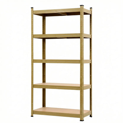 Heavy Duty Garage Shelving 160cm – 5 Tier Giantz Storage Rack Black & Yellow 1250kg