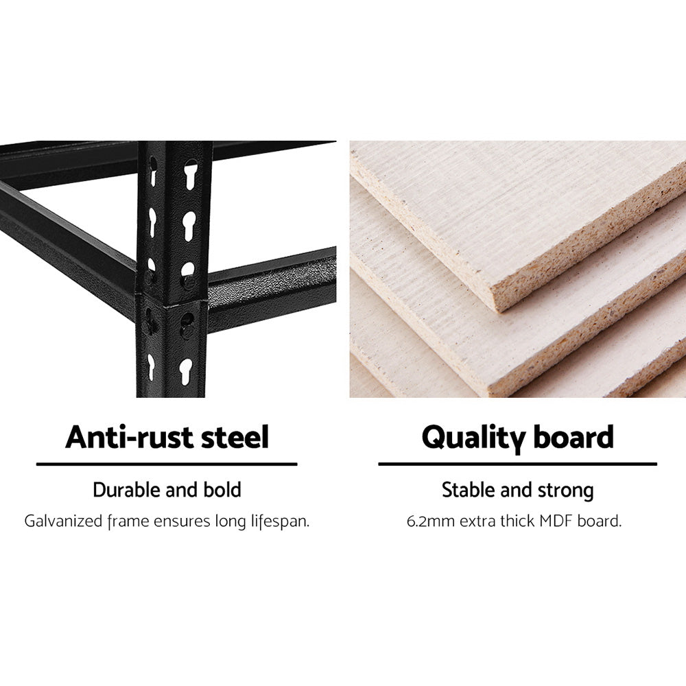 Giantz Heavy-Duty Garage Shelving 3-Pack – 180cm Steel Storage Racks (1000kg Capacity, Black)