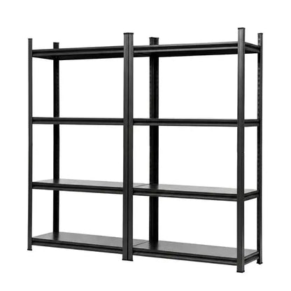 Giantz 2-pack steel garage shelving 1.8m wide 200kg per shelf all-steel boards matte black workshop rack	