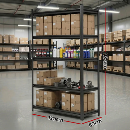 Giantz 5-Tier Steel Garage Shelving Unit 1.8x1.2m - 750kg Heavy Duty Workshop Storage Rack