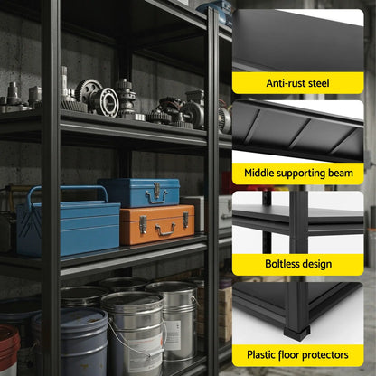 Anti-rust powder coated steel shelving frame for garage and warehouse storage