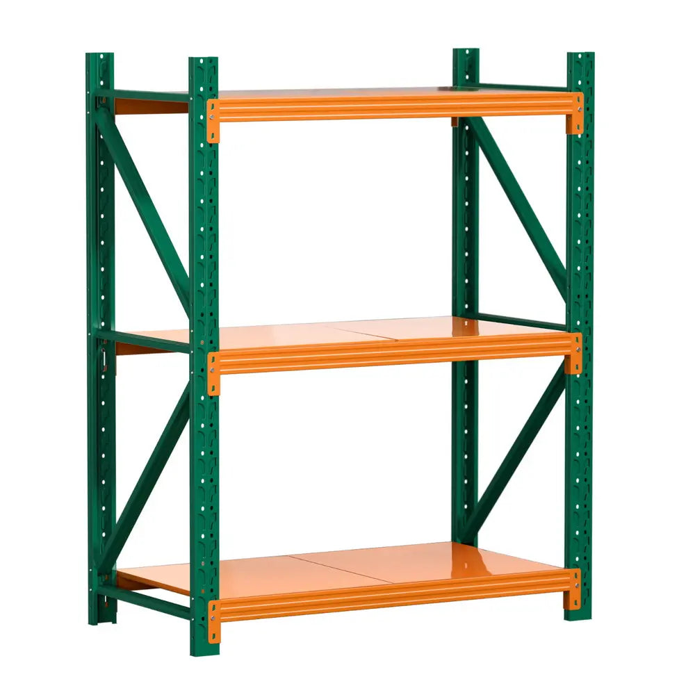 Compact green and orange garage shelving unit 1.5 metre height 200kg capacity