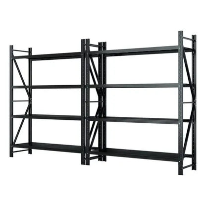 Giantz 4m Warehouse Shelving Rack - 2 Matching Units, 200kg Per Shelf, 2.4m Tall, Z-Brace Black Steel