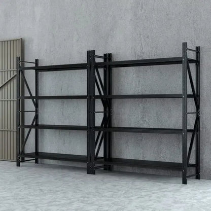 Two Giantz warehouse racks installed side by side showing 4m combined wall coverage in garage or workshop