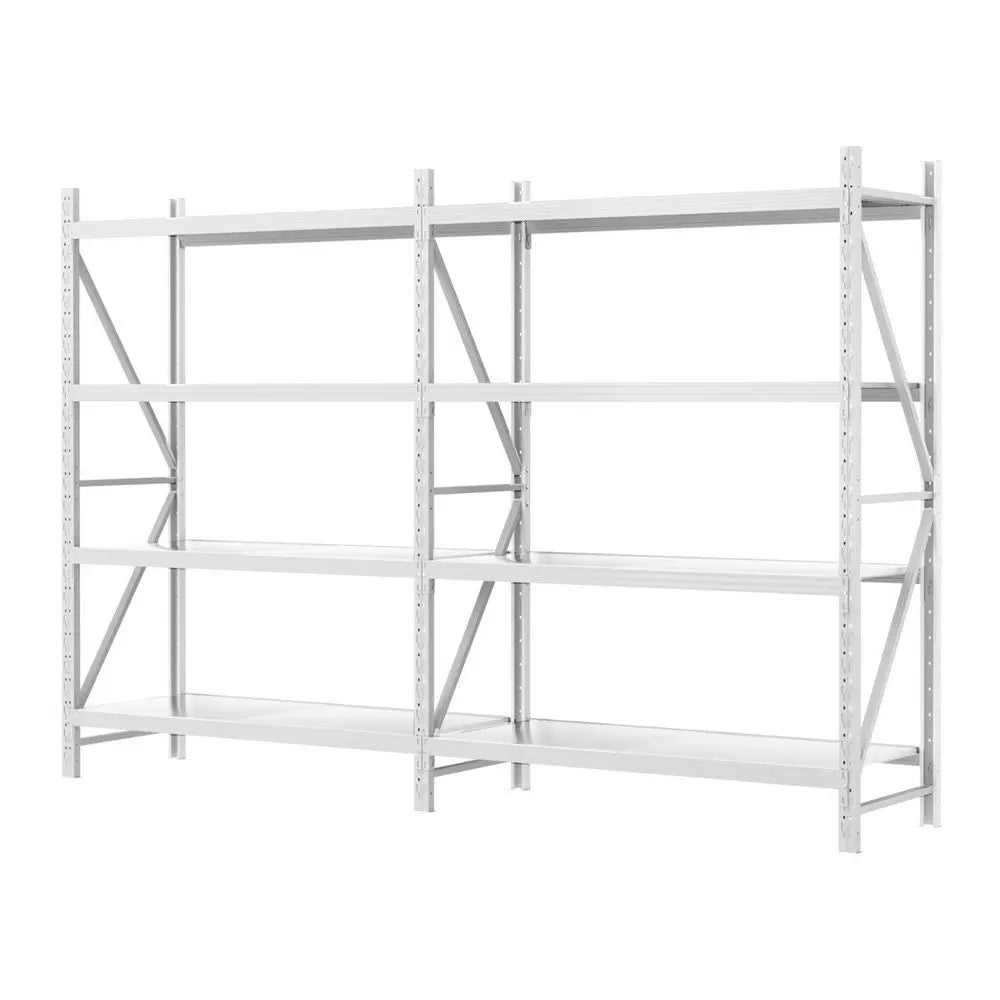 Giantz 4-Tier White Steel Garage Shelving 3x2m - 200kg Per Shelf, Z-Brace Heavy Duty Storage Rack