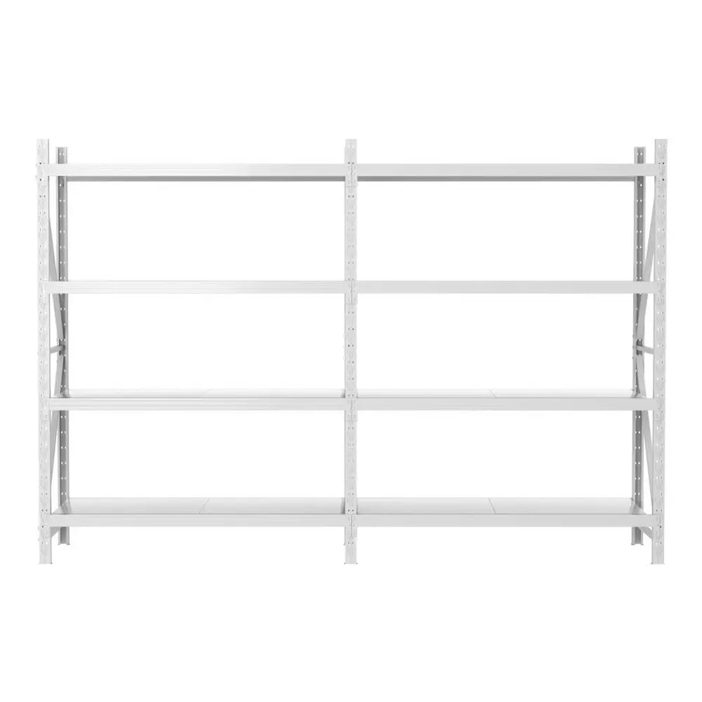 Giantz 4-Tier White Steel Garage Shelving 3x2m - 200kg Per Shelf, Z-Brace Heavy Duty Storage Rack