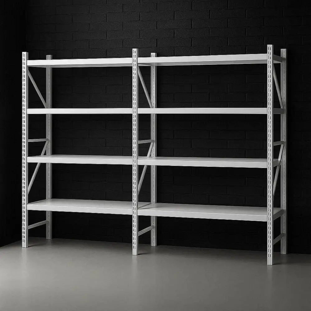 Giantz white 4-tier steel garage shelving unit 3x2m with Z-brace reinforced frame