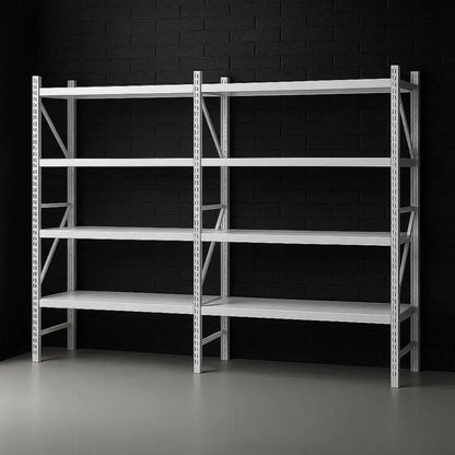 Giantz white 4-tier steel garage shelving unit 3x2m with Z-brace reinforced frame