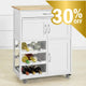 Scandinavian Kitchen Trolley Wine Cart - Premium Rubber Wood Australia