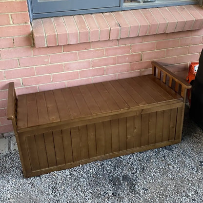 Outdoor Storage Bench 200L - Wooden Garden Seat with Hidden Storage 129cm