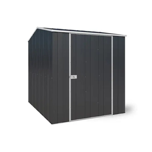 YardStore G56-S medium garden shed in Monolith colour, front view with door closed