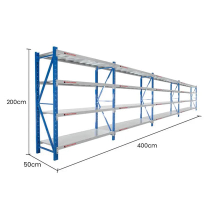 Centurion 4 Bay Heavy-Duty Steel Shelving - 4.0m Wide, 1600kg Total Capacity