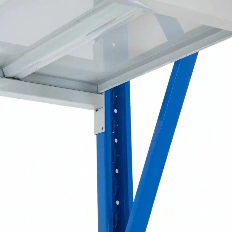 Centurion shelving upright showing double-width slotted edge for expansion