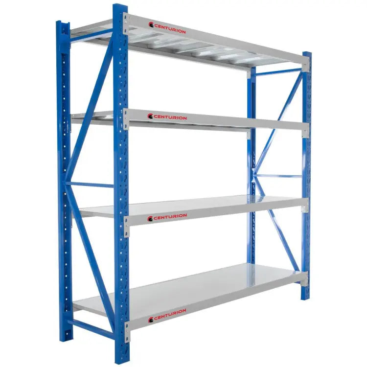 Centurion LS-150 long span shelving 1.5m wide 200kg per shelf gusseted steel powder-coated garage
